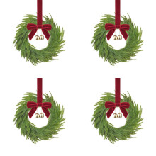 Mini guirlanda de Natal com laço vermelho e sinos, 30 cm (12 polegadas)