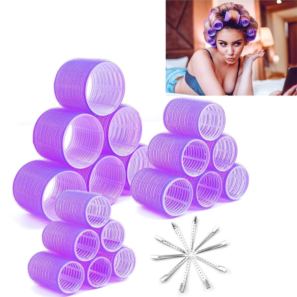 RUseeN 28 PCS Hair Curlers Set, 18 Rollers (6 Jumbo, 6 Large, 6 Medium) and 10 Clips for All Hair Lengths