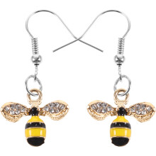 1Pair Rhinestone Bee Earrings Stylish Multi Color Alloy Ear Jewelry Drop Earrings for Daily Wear