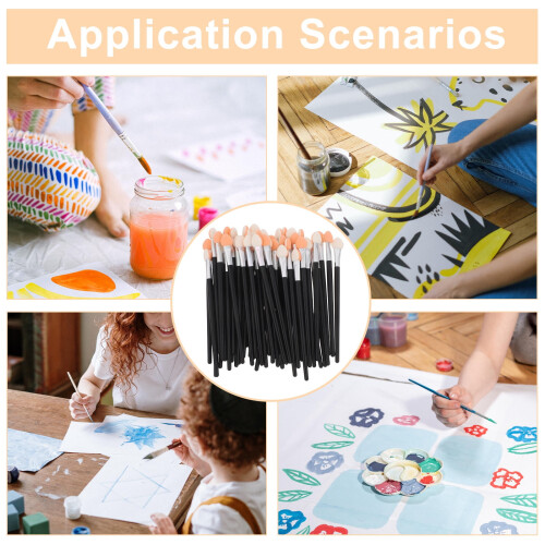 50 Pcs Small Paint Brushes with Sponge Tip Applicators for Precise Color Application and Detailed Crafting Projects 2