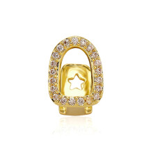 Copper Zirconia Star Cutout Tooth Grillz – Gold/Silver Tone, Iced Dental Jewelry for Men & Women, Hip Hop & Daily Wear