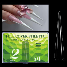 180pcs 5XL Long Clear Full Covers Nails Tips for Professional Salon Nails Art Fashionable Manicure Nails Accessories
