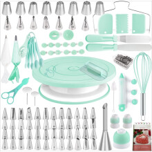 Taartdecoratieset met draaiplateau, spuitzakken en Russische spuitmondjes