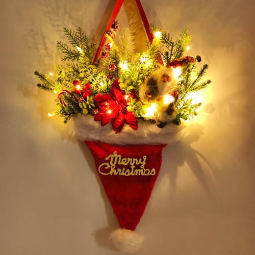 Guirlanda de Natal com Chapéu Iluminado Cintilante de 56 cm (22 polegadas)