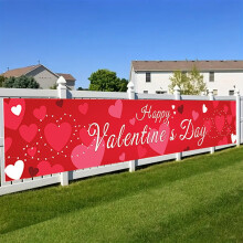 Romantisches Zaunbanner mit Hintergrund für den Valentinstag (8,2 x 1,6 Fuß)