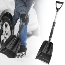 Hopfällbar snöskyffel i aluminium med ergonomiskt handtag, svart