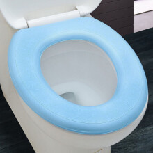 (Bleu) Housse de siège de toilette souple et imperméable, lavable, en forme de O