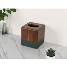 Boîte à mouchoirs carrée en bois d'acacia (1 pièce)
