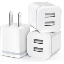 USB-väggladdare med dubbla portar, 3-pack, 2,1 A, 5 V