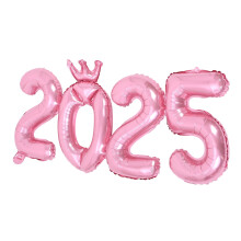 Ballons chiffres roses métallisés 2025, décorations de fête pour le Nouvel An