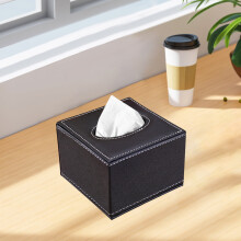 Boîte à mouchoirs en cuir, style européen, pour hôtel ou restaurant. Couvercle en similicuir noir. Idéale pour le salon ou le bureau.