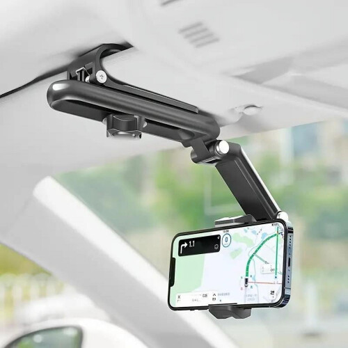 Suporte universal para celular com rotação de 360 e fixação telescópica para quebra-sol. 1