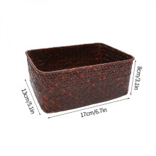 Woven Seagrass Wicker Storage Basket Rectangular Straw Rattan Basket Multipurpose Fruit Cosmetic Sundries Storage Organizer