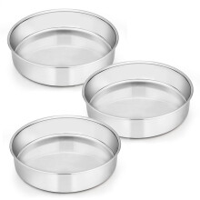 Ensemble de 3 moules à gâteaux ronds de 20 cm (8 pouces) en acier inoxydable, non toxiques et sains, finition miroir et compatibles lave-vaisselle.