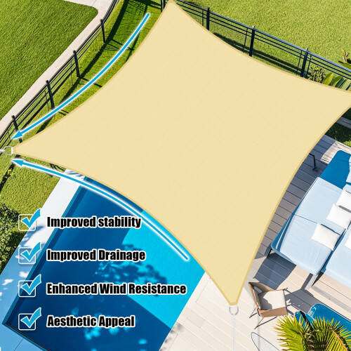 Ορθογώνιο πανί Sun Sail με καμπύλη άκρη 6' x 10' μπεζ 2