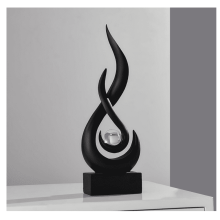 Statue de flamme abstraite moderne en résine – Décoration de table blanche et noire, centre de table pour le salon, idée cadeau – S'harmonise