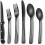 Black Hammered Stainless Steel Flatware Set 24-Piece 1