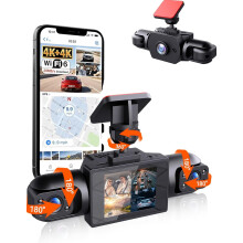 Wireless 360 4-Channel Dashcam System with Front/Rear/Inside View, IR Night Vision, G-Sensor & Parking Mode – Compatible with Most Vehicles