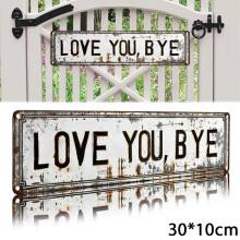 Vintage Metall-Wandschild „Love You Bye“ (12 x 8 Zoll)