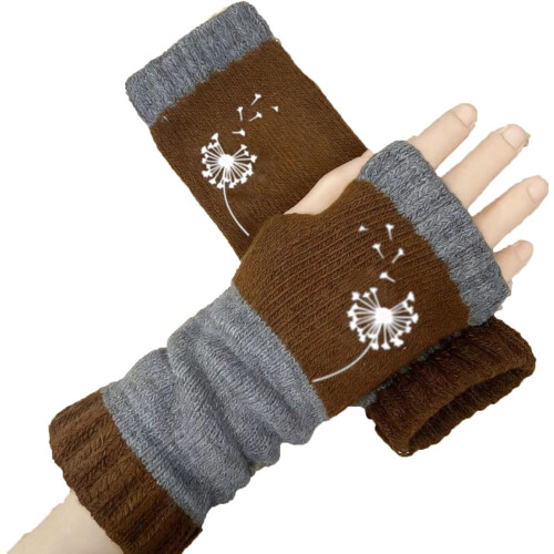 Damen-Strickhandschuhe ohne Finger mit Samtfutter,