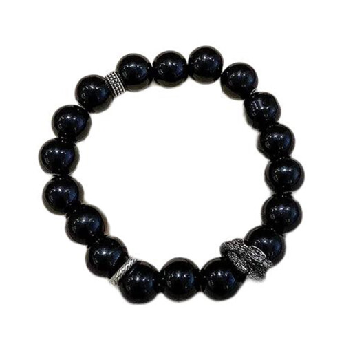 Schwarzes Perlenarmband mit antikem Anhänger