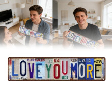 Letrero metálico vintage "Love You More" de 16x4 pulgadas.