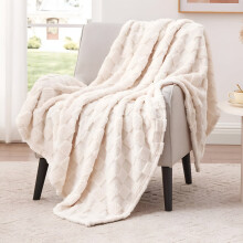 AUQ Cotton Blankets Queen Size, Luxury Waffle Weave Super Soft All-Season Blanket, Breathable Thermal Throw – Compatible with Standard Beds