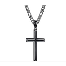 Men's Figaro Cross Pendant Necklace – Silver or Gold Plated Christian Jewelry, 24" Chain, Hypoallergenic, Fade-Resistant Gift