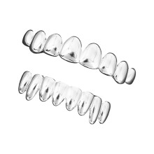 Brass-tone dental grillz set top and bottom 2-piece