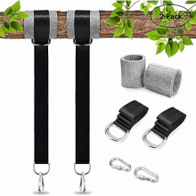 Tree Swing Hanging Kit Black 2 Pack with Straps Protectors