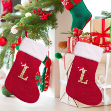 Bestickter Weihnachtsstrumpf mit Initialen, gestrickt, Kinder, 1 Stück