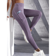 Nya högmidjade leggings för kvinnor, stretchiga yogabyxor, tights med fickor, push up, fitness, löpning, sportkläder, enfärgade byxor