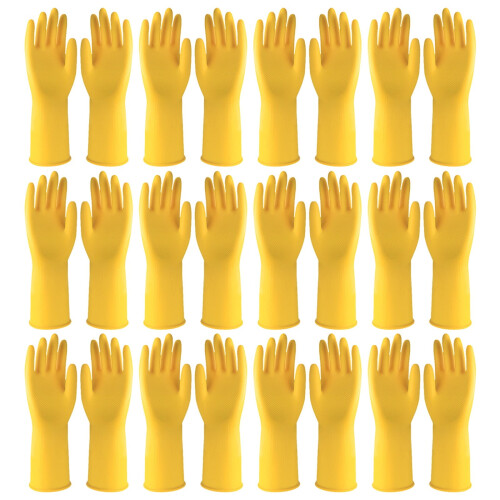Gele rubberen afwashandschoenen, extra groot (28 cm). 1