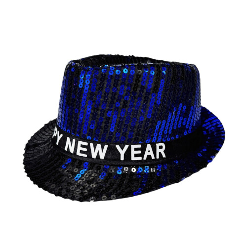 Cappello a secchiello con paillettes blu regolabile per uomo e donna