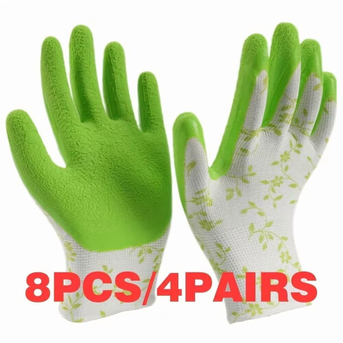 Luvas finas estampadas com palmas emborrachadas (4 pares)