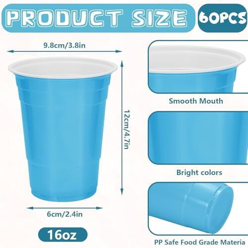 Πλαστικά Ποτήρια 16oz Χρωματιστά 60 Τεμάχια 1