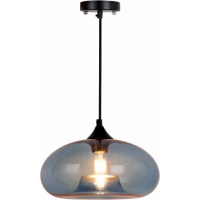 Hand-Blown Glass Pendant Light, Dark Blue, Modern Farmhouse Style, Compatible with Standard Ceilings, 10.62" Diam