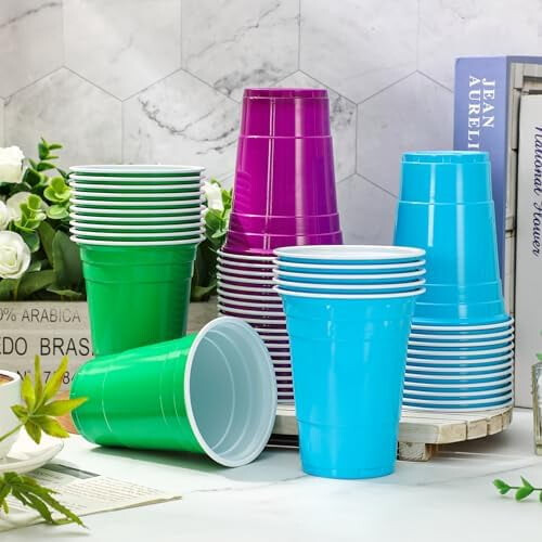 Πλαστικά Ποτήρια 16oz Χρωματιστά 60 Τεμάχια 2