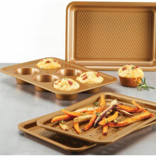 Curry Nonstick Bakeware Toaster Oven Set - 4 Piece Copper Brown