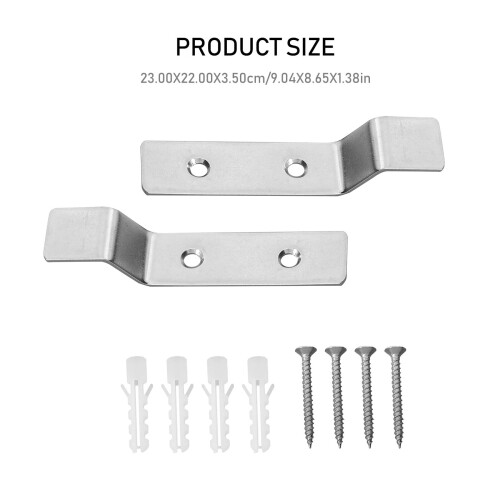 2Sets Stainless Steel Urinal Fixed Hook Wall Mount Bracket Strong Abrasion Resistant 1
