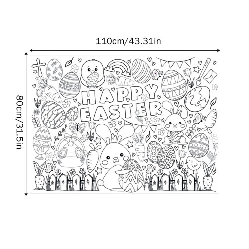 Easter Coloring Poster Bunny 31x43 Inch 2