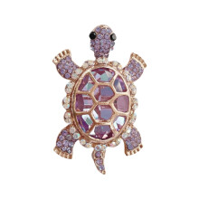Broche de tortuga de cristal ligero con cierre seguro