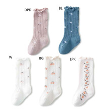 5 pairs Cotton Baby Knee High Socks Girls Boys Newborn Infants Long Socks Ruffled Socks Soft Breathable Knee-High Socks