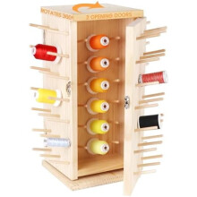 129-Spool 360 Rotating Wooden Thread Rack with Double Doors, Holds 500M Spools – for Sewing, Quilting, Embroidery, Hair Braiding