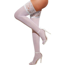 Lace Top Thigh High Stockings with Antiskid Silicone Stay Up Silky Semi Sheer Pantyhose Sexy Lingerie for Women