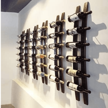 Wall Mounted Wine Rack, Barrel Stave Wine Rack, Imported Pine Wood and Metal Wine Bottle Holder Rack - 6 Bottles 40x7.6inch (Red Wine Color)