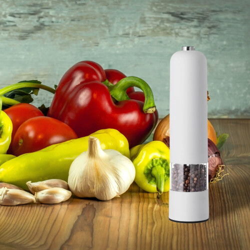 Electric salt and pepper grinder white 2-piece set 1