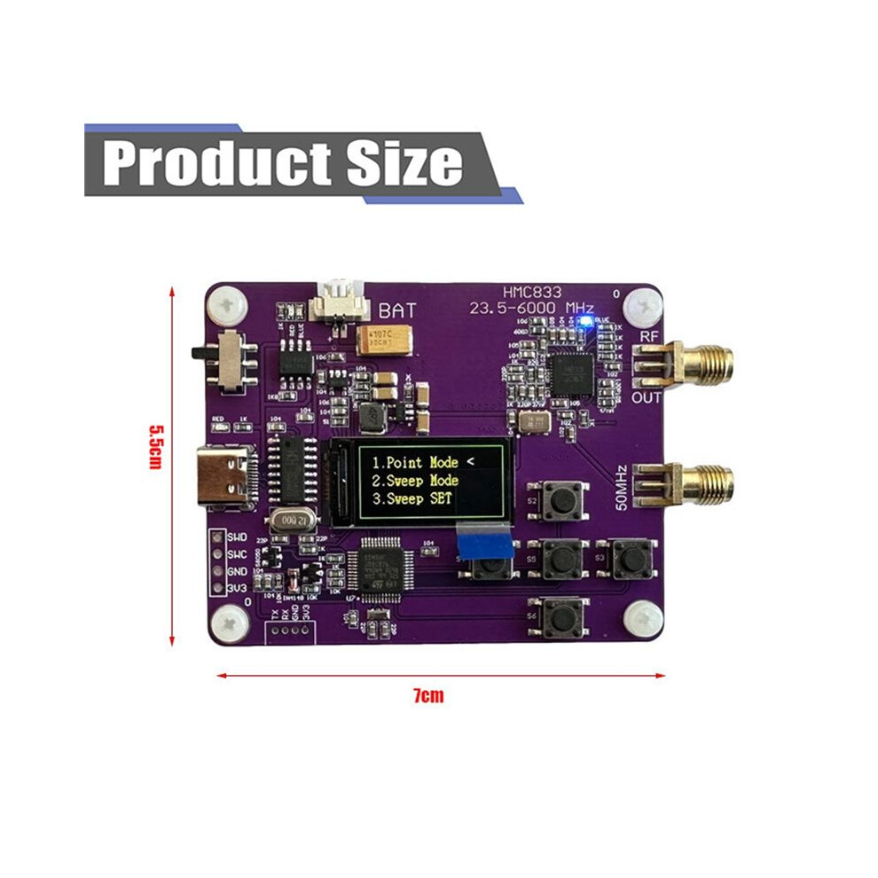 6Ghz Rf Signal Generator 23.5Mhz-6000Mhz Module Keypad Version Oled Screen Display Hmc833 6032787147665