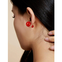 1set 1 Pair Ball Stud Earrings Plastic Round Stud Earrings for Women Jewelry Gifts 16mm Red