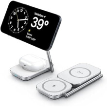 FU19992-in-1 MagSafe Charger Stand, Zinc Alloy Foldable 20W Wireless Charger for iPhone 15/14/13/12 & AirPods 3/Pro/2
